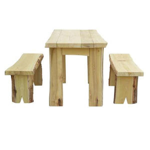 A & L Furniture Autumnwood Table with 2 Wildwood Benches Table 4ft / Unfinished