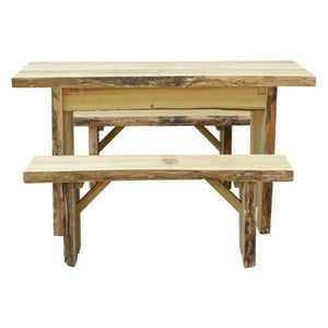 A & L Furniture Autumnwood Table with 2 Wildwood Benches Table 4ft / Unfinished