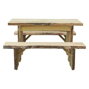 A & L Furniture Autumnwood Table with 2 Wildwood Benches Table 4ft / Unfinished
