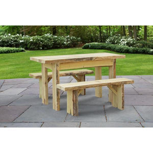 A & L Furniture Autumnwood Table with 2 Wildwood Benches Table 4ft / Unfinished