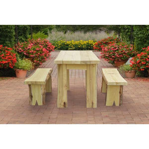 A & L Furniture Autumnwood Table with 2 Wildwood Benches Table 4ft / Unfinished