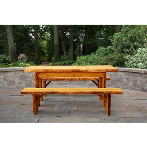 A & L Furniture Autumnwood Table with 2 Wildwood Benches Table 4ft / Unfinished