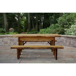 A & L Furniture Autumnwood Table with 2 Wildwood Benches Table 4ft / Unfinished
