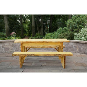 A & L Furniture Autumnwood Table with 2 Wildwood Benches Table 4ft / Unfinished