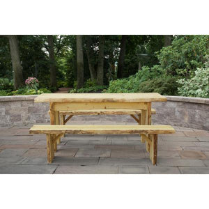 A & L Furniture Autumnwood Table with 2 Wildwood Benches Table 4ft / Unfinished