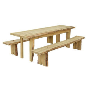 A & L Furniture Autumnwood Table with 2 Wildwood Benches Table 4ft / Unfinished
