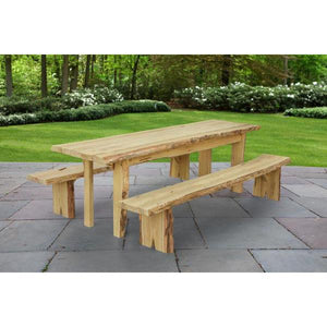 A & L Furniture Autumnwood Table with 2 Wildwood Benches Table 4ft / Unfinished