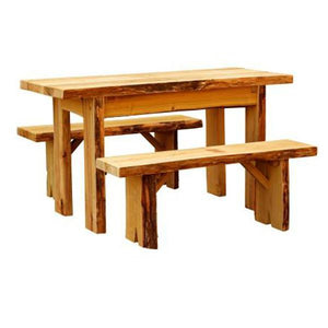 A & L Furniture Autumnwood Table with 2 Wildwood Benches Table 5ft / Cedar