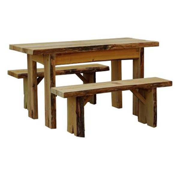 A &amp; L Furniture Autumnwood Table with 2 Wildwood Benches Table 5ft / Mushroom
