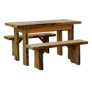 A & L Furniture Autumnwood Table with 2 Wildwood Benches Table 5ft / Mushroom