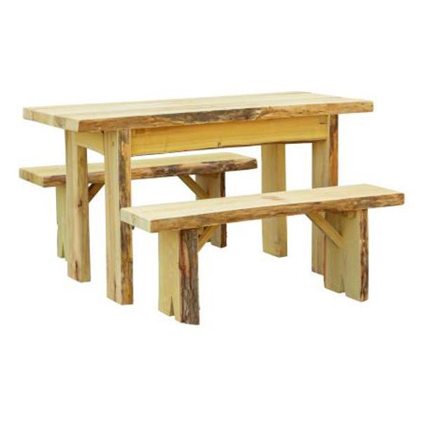A &amp; L Furniture Autumnwood Table with 2 Wildwood Benches Table 5ft / Natural