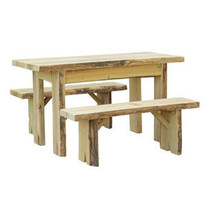 A & L Furniture Autumnwood Table with 2 Wildwood Benches Table 5ft / Unfinished
