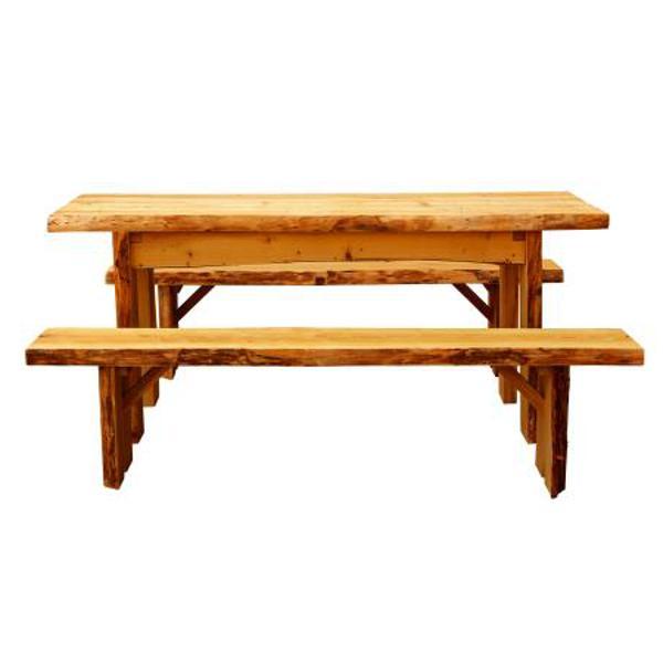 A &amp; L Furniture Autumnwood Table with 2 Wildwood Benches Table 6ft / Cedar