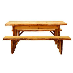 A & L Furniture Autumnwood Table with 2 Wildwood Benches Table 6ft / Cedar