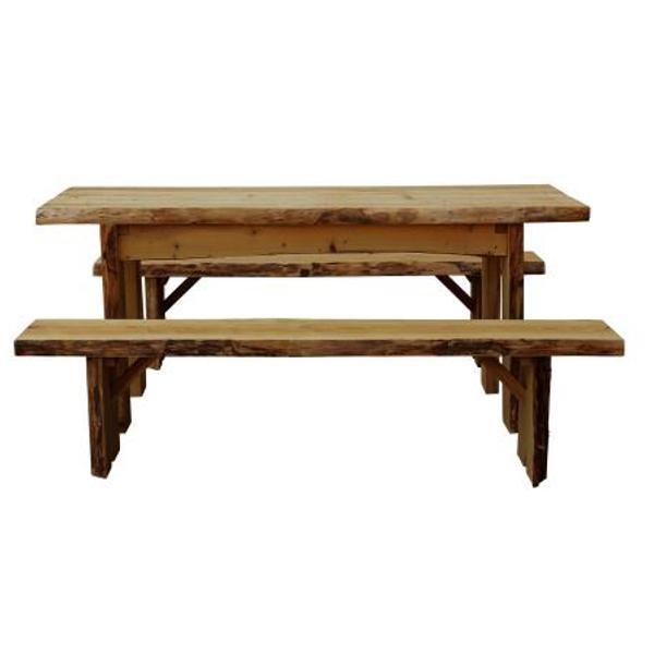 A &amp; L Furniture Autumnwood Table with 2 Wildwood Benches Table 6ft / Mushroom