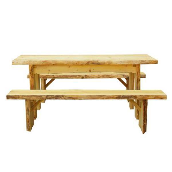 A &amp; L Furniture Autumnwood Table with 2 Wildwood Benches Table 6ft / Natural