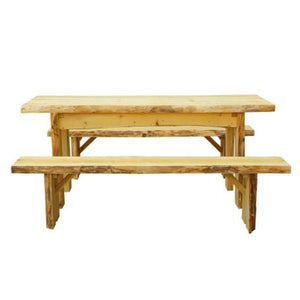 A & L Furniture Autumnwood Table with 2 Wildwood Benches Table 6ft / Natural