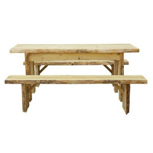 A & L Furniture Autumnwood Table with 2 Wildwood Benches Table 6ft / Unfinished