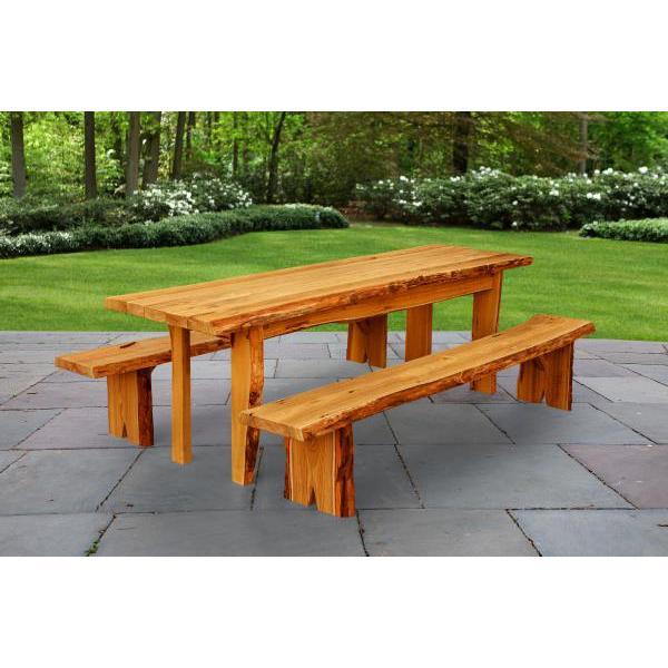 A &amp; L Furniture Autumnwood Table with 2 Wildwood Benches Table 8ft / Cedar