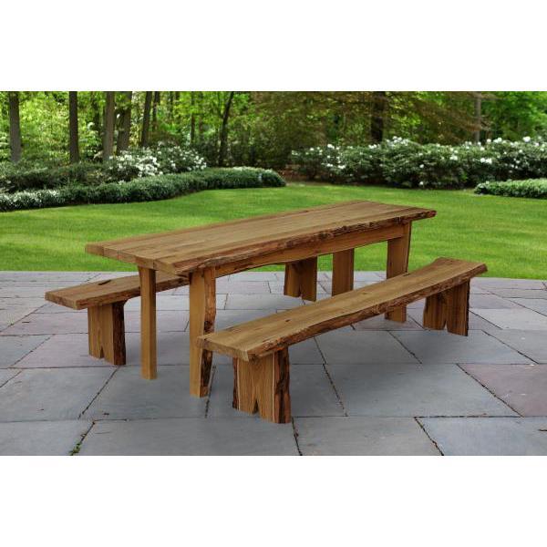 A &amp; L Furniture Autumnwood Table with 2 Wildwood Benches Table 8ft / Mushroom