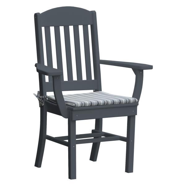 A &amp; L Furniture Classic Dining Chair w/ Arms Outdoor Chairs Dark Gray