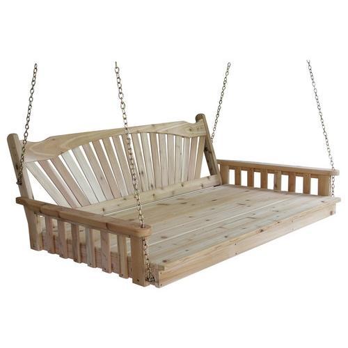 A &amp; L Furniture Fanback Red Cedar Swing Bed Swing Beds 4ft / Unfinished / No
