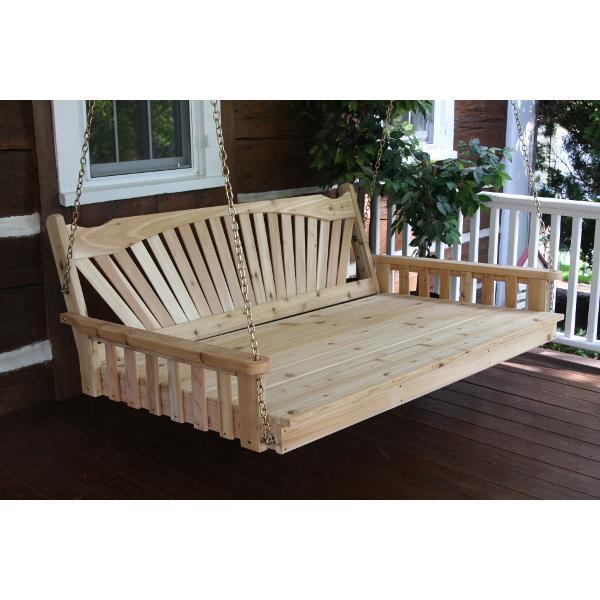 A &amp; L Furniture Fanback Red Cedar Swing Bed Swing Beds 4ft / Unfinished / No