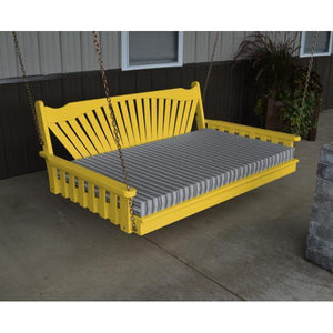A & L Furniture Fanback Yellow Pine 6ft Swing Bed Swing Beds 6ft / Unfinished / No