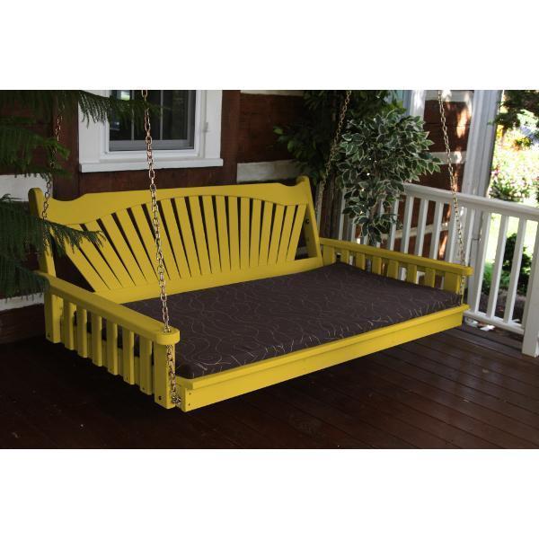 A &amp; L Furniture Fanback Yellow Pine 6ft Swing Bed Swing Beds 6ft / Unfinished / No