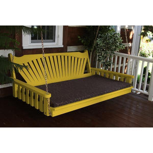 A & L Furniture Fanback Yellow Pine 6ft Swing Bed Swing Beds 6ft / Unfinished / No