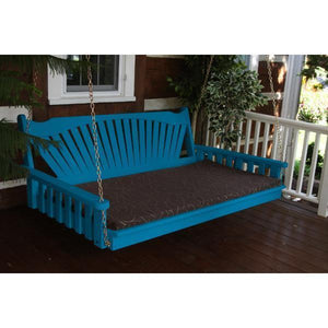 A & L Furniture Fanback Yellow Pine 6ft Swing Bed Swing Beds 6ft / Unfinished / No