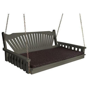 A & L Furniture Fanback Yellow Pine 6ft Swing Bed Swing Beds 6ft / Unfinished / No