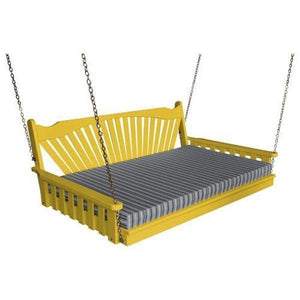 A & L Furniture Fanback Yellow Pine 6ft Swing Bed Swing Beds 6ft / Unfinished / No