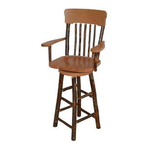 A & L Furniture Hickory Panel Back Swivel Barchair Outdoor Chairs Natural