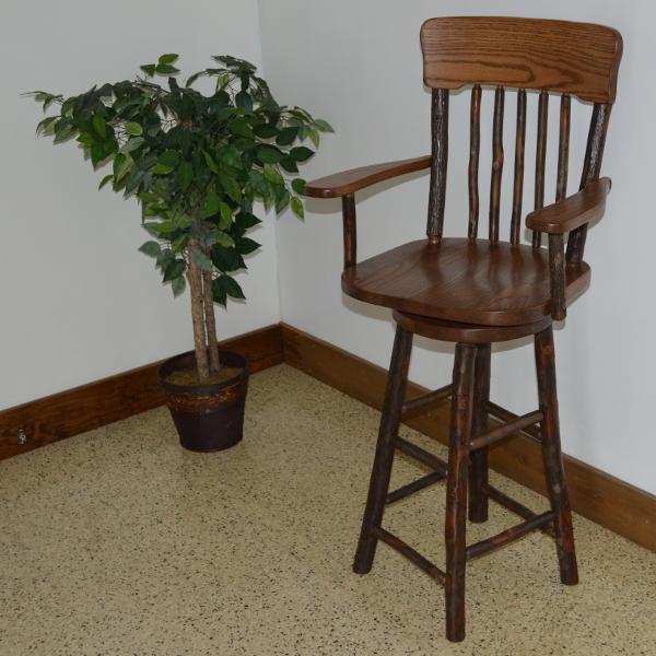 Hickory Panel Back Swivel Barchair with Arms by A & L Furniture