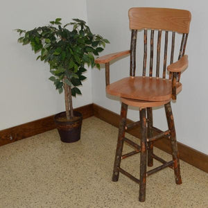 A & L Furniture Hickory Panel Back Swivel Barchair Outdoor Chairs Natural