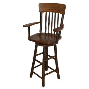 A & L Furniture Hickory Panel Back Swivel Barchair Outdoor Chairs Walnut