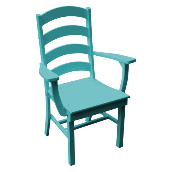 A &amp; L Furniture Ladderback Dining Chair w/ Arms Outdoor Chairs Aruba Blue