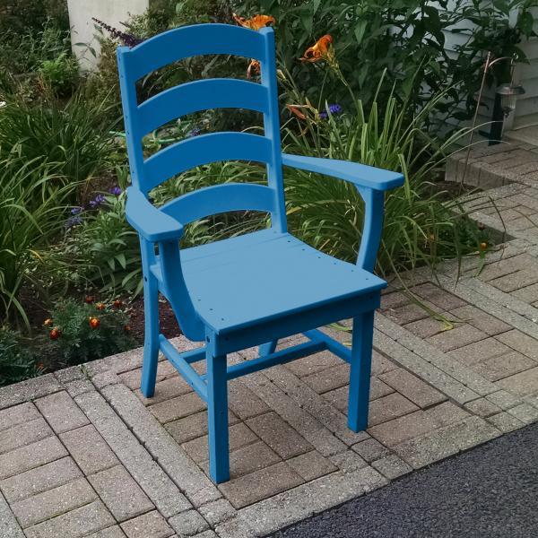 A &amp; L Furniture Ladderback Dining Chair w/ Arms Outdoor Chairs Aruba Blue