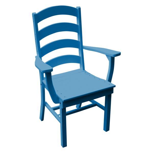 A &amp; L Furniture Ladderback Dining Chair w/ Arms Outdoor Chairs Blue