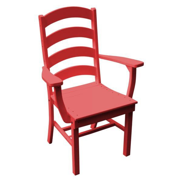 A &amp; L Furniture Ladderback Dining Chair w/ Arms Outdoor Chairs Bright Red