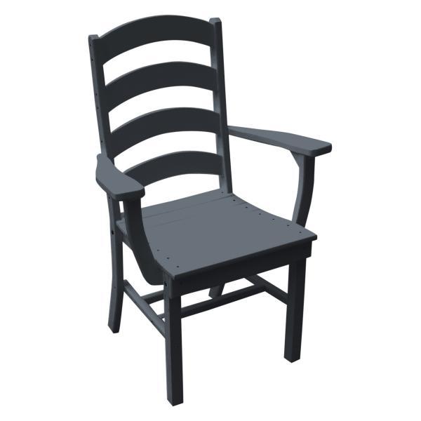 A &amp; L Furniture Ladderback Dining Chair w/ Arms Outdoor Chairs Dark Gray
