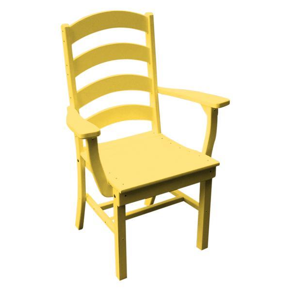 A &amp; L Furniture Ladderback Dining Chair w/ Arms Outdoor Chairs Lemon Yellow