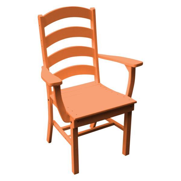 A &amp; L Furniture Ladderback Dining Chair w/ Arms Outdoor Chairs Orange