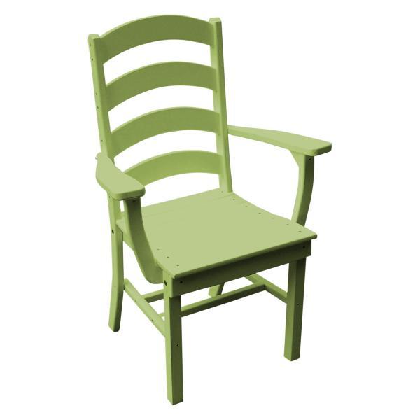 A &amp; L Furniture Ladderback Dining Chair w/ Arms Outdoor Chairs Tropical Lime