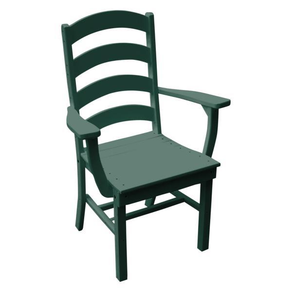 A &amp; L Furniture Ladderback Dining Chair w/ Arms Outdoor Chairs Turf Green