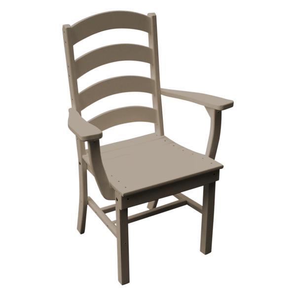 A &amp; L Furniture Ladderback Dining Chair w/ Arms Outdoor Chairs Weathered Wood