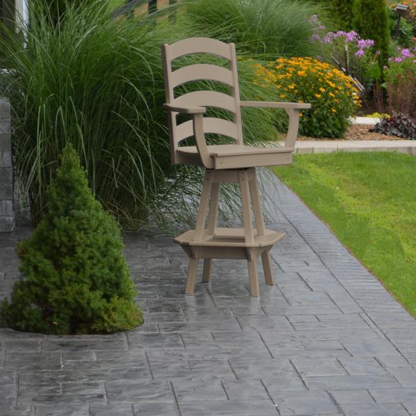 A &amp; L Furniture Ladderback Swivel Bar Chair w/ Arms Outdoor Chairs Aruba Blue