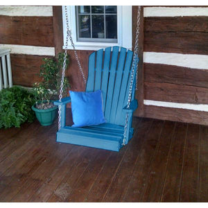 A & L Furniture Poly Adirondack Chair Swing Porch Swing Aruba Blue