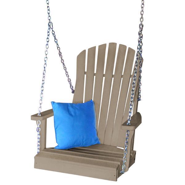 A &amp; L Furniture Poly Adirondack Chair Swing Porch Swing Weathered Wood